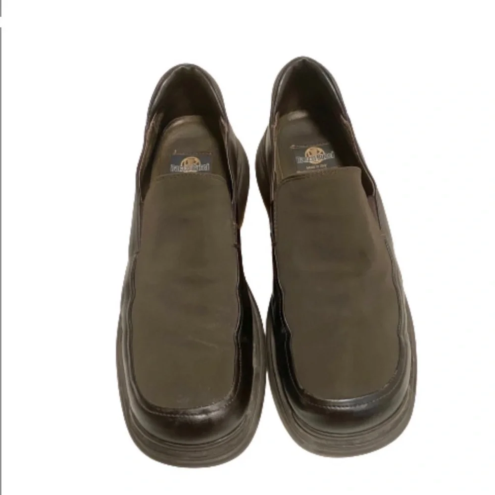 Bacco Bucci Brown Leather Slip On Platform Dress Shoes Casual Made in Italy